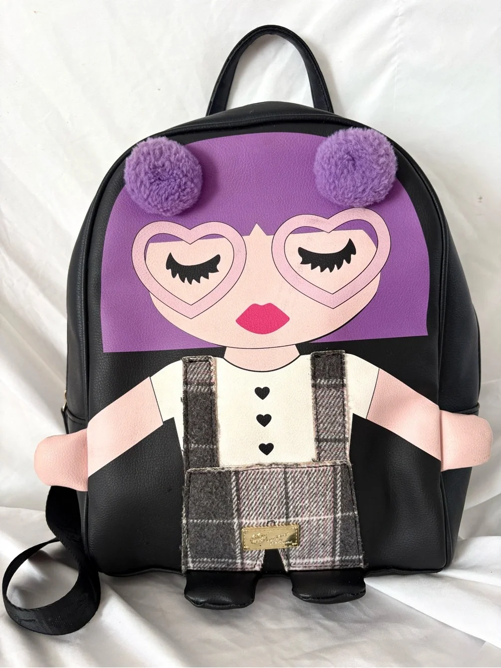 Luv Betsey by Betsey Johnson cute girl school backpack kids purple black bag